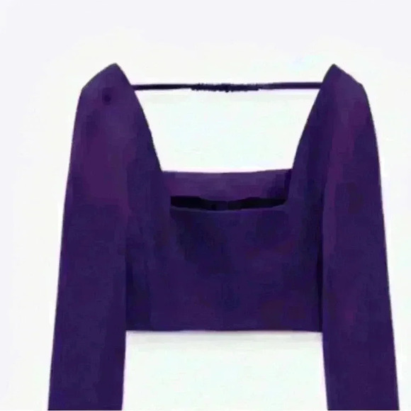 Zara purple long sleeve open back crop top size S - Picture 7 of 11